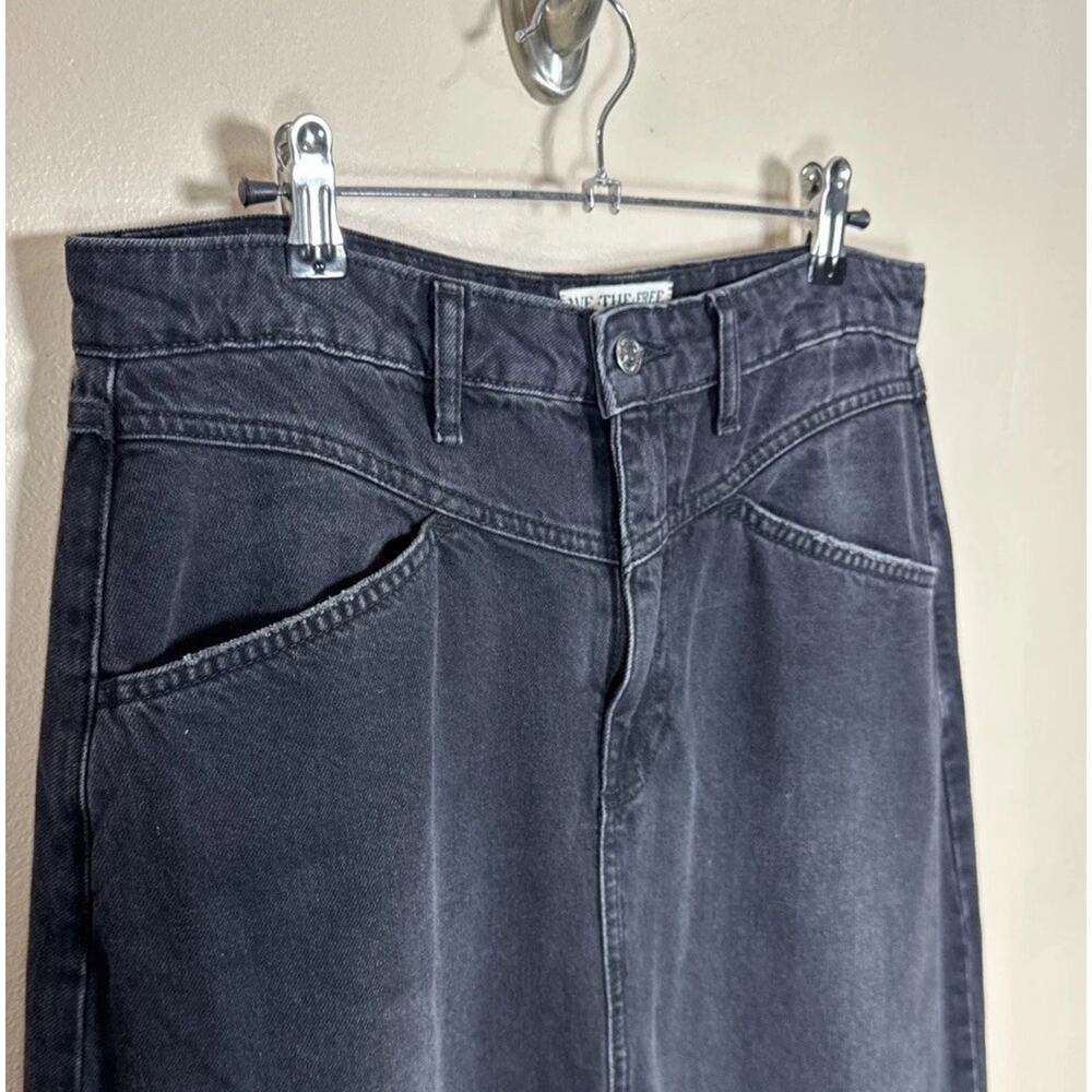 Free People We The Free Come As You Are Denim Jean Maxi Skirt Size 6 Black - Picture 2 of 8